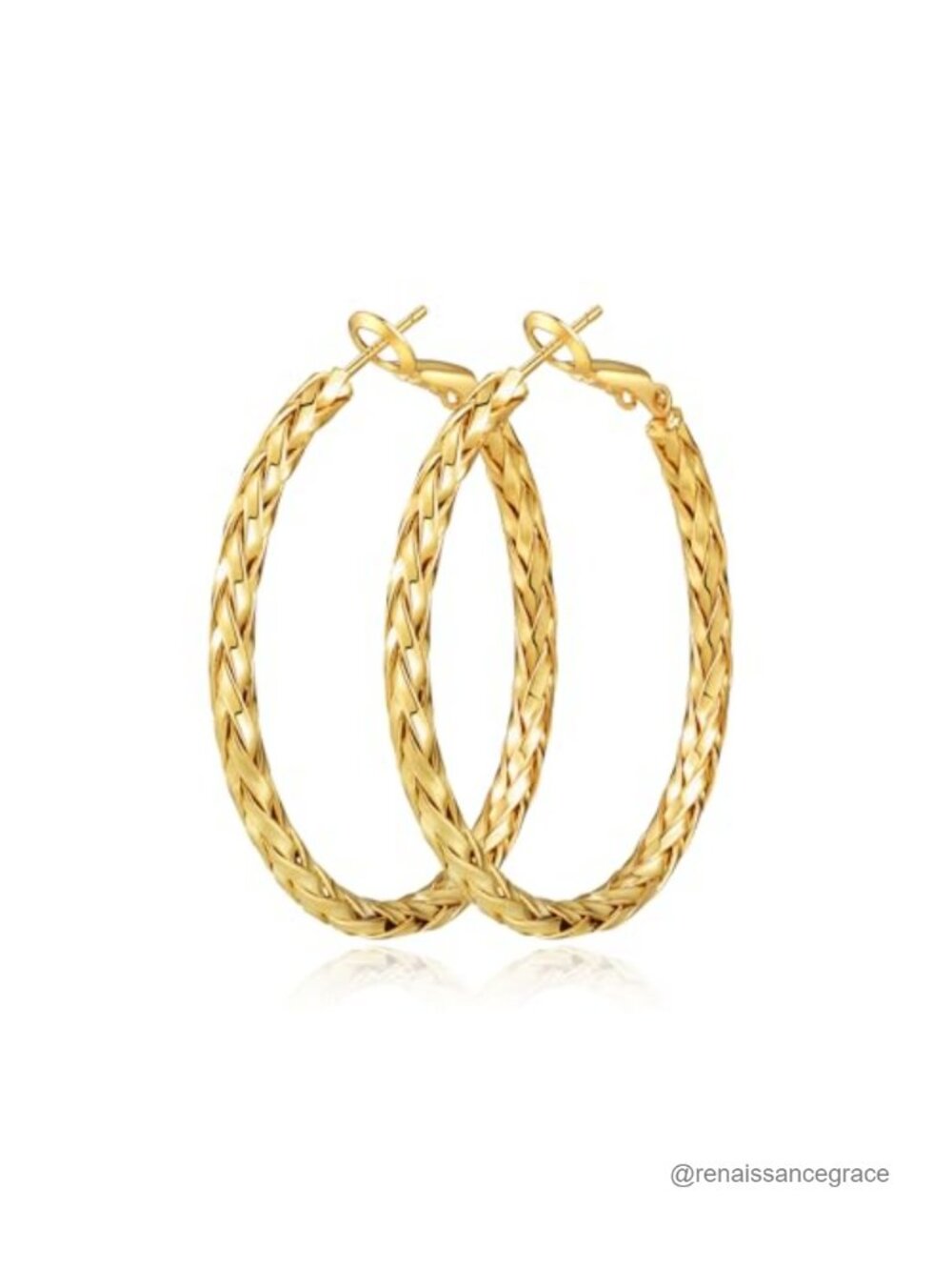 925 Sterling Silver Post Twist Hoop Earrings Gold Plated Lightweight
